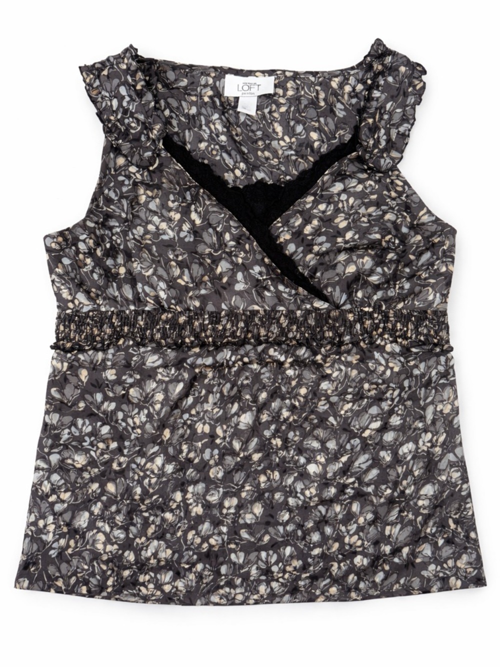 Ann Taylor LOFT Petites Floral Blouse Size 4P Elegant Ruffle Top